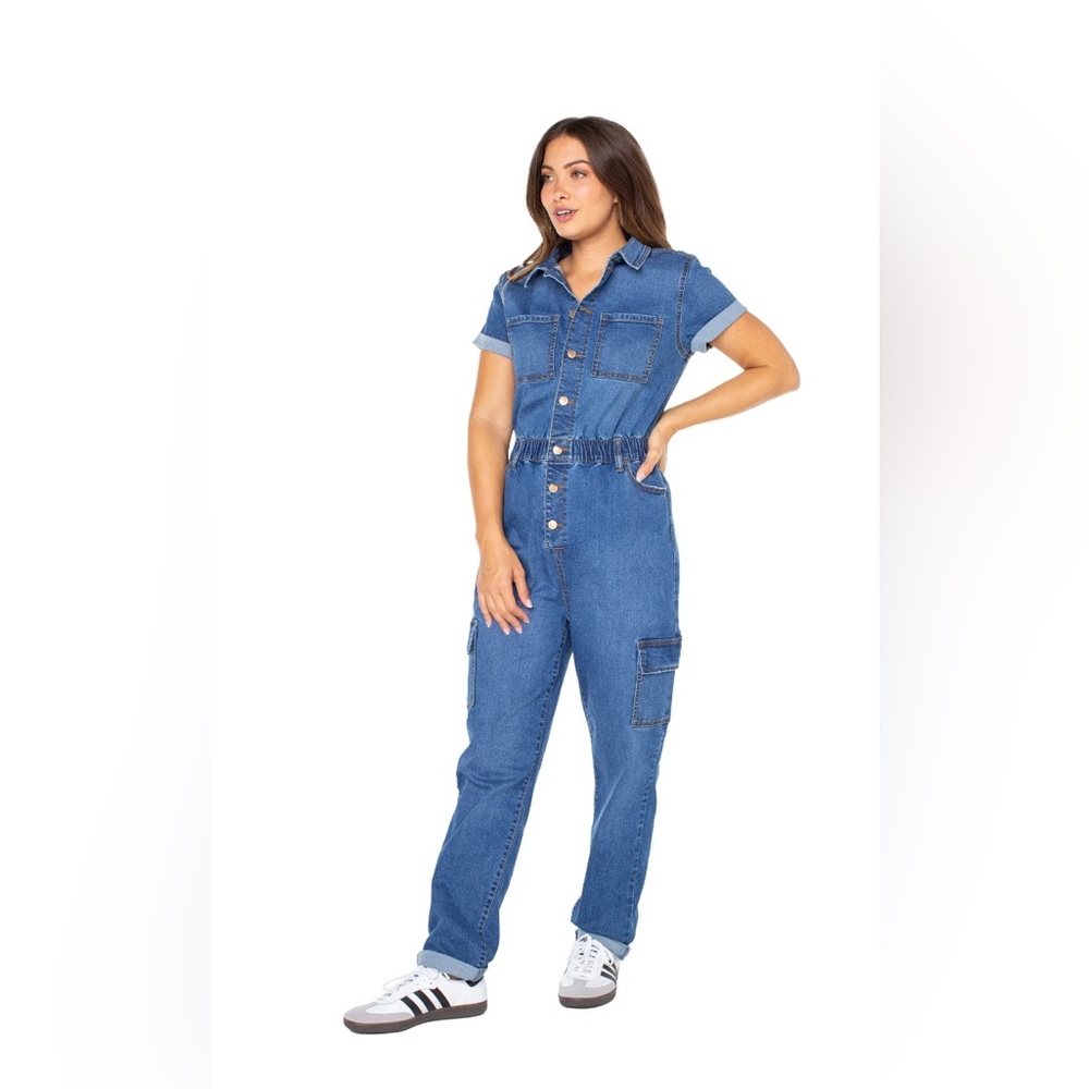 NWT Celebrity Pink Denim Cargo Jumpsuit Sizes Medium & XL